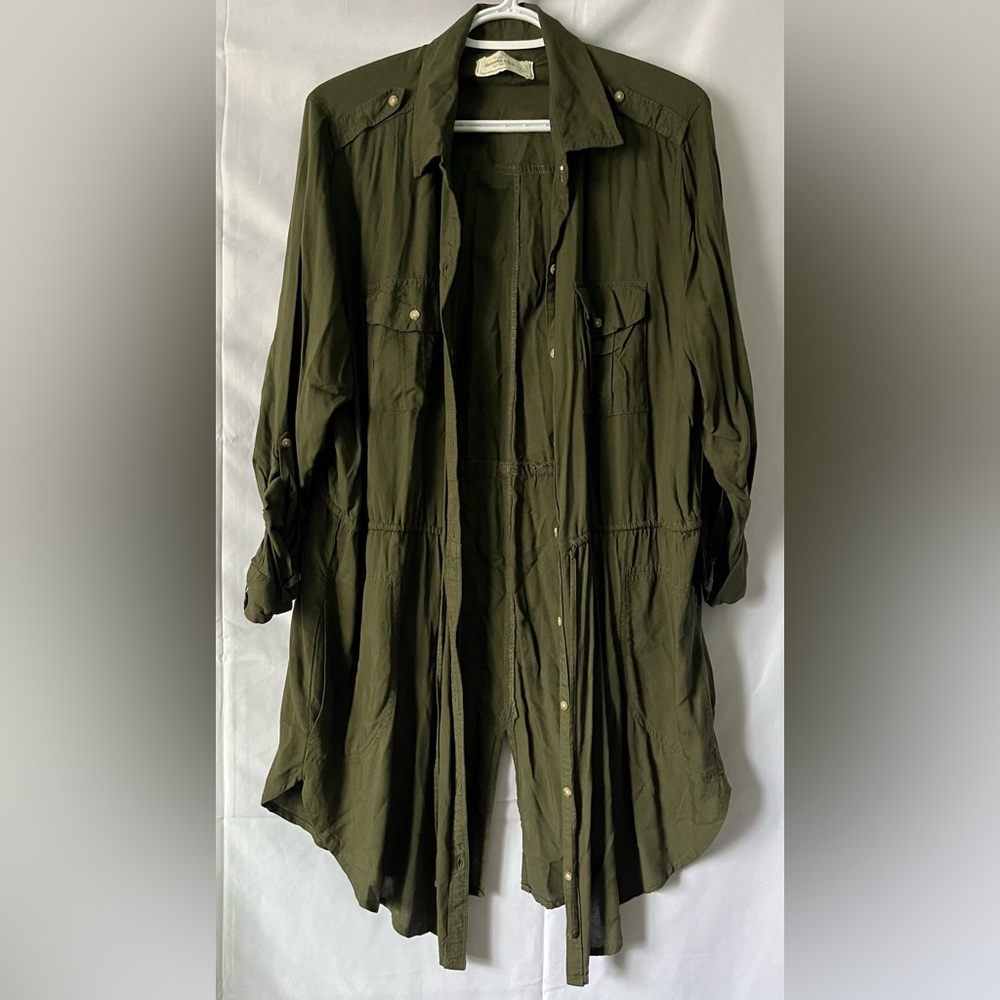 Abercrombie & Fitch Olive Green Roll-Tab Utility Shirt Jacket Tunic